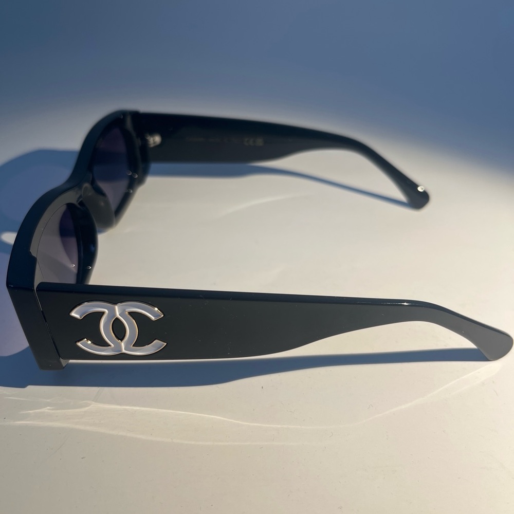 CHANEL Dark Rectangular Sunglasses - image 2